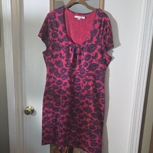 Boden Pink and Black Floral Dress NWOT
